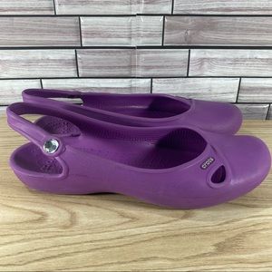 Crocs Black Slingback Shoe With Bling Purple Womens 10